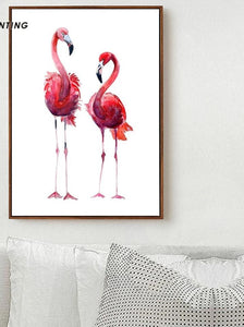 Watercolor Bird Flamingo Wall Art Canvas Posters and Prints Nordic Style Painting Decorative Picture Home Bedroom Decoration - SallyHomey Life's Beautiful