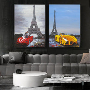 Modern Abstract Streetscape Posters and Prints Wall Art Canvas Painting Romantic Eiffel Tower Picture for Living Room Home Decor - SallyHomey Life's Beautiful