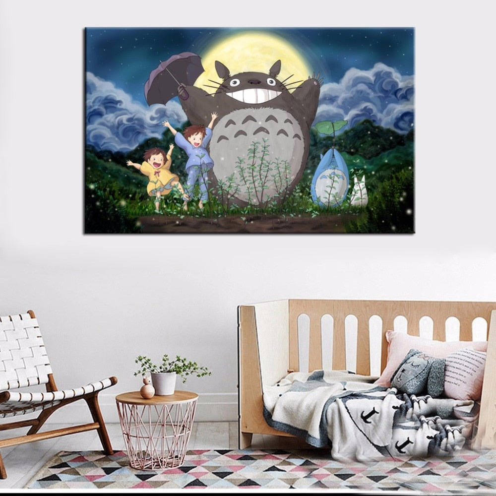 Modern Cartoon Posters and Prints Wall Art Canvas Painting Miyazaki Hayao Pictures Wall Deocration For Kids Bedroom No Frame - SallyHomey Life's Beautiful