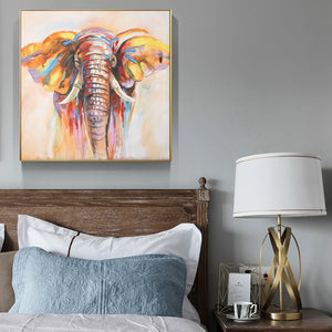 Modern Abstract Oil Painting Print on Canvas Wall Art Posters Decorative Watercolor Elephant Pictures for Living Room Frameless - SallyHomey Life's Beautiful