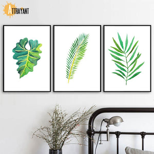 Green Tropical Monstera Banana Leaf Wall Art Canvas Painting Nordic Posters And Prints Plant Wall Pictures For Living Room Decor - SallyHomey Life's Beautiful