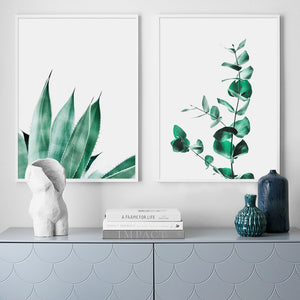 Ins Nordic Green Agave Banana Leaf Cactus Wall Art Canvas Painting Nordic Posters And Prints Wall Pictures For Living Room Decor - SallyHomey Life's Beautiful