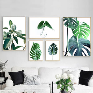 Tropical Monstera Leaf Plant Nordic Posters And Prints Wall Art Canvas Painting Scandinavian Wall Pictures For Living Room Decor - SallyHomey Life's Beautiful