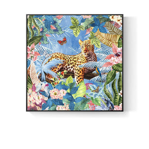 100% Hand Painted Beautiful Flowers Leopard Art Oil Painting On Canvas Wall Art Wall Adornment Pictures For Live Room Home Decor