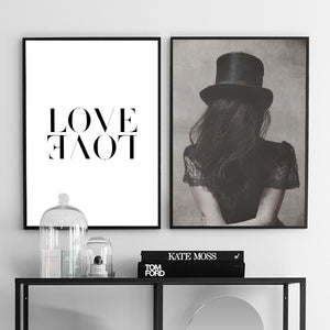 Scandinavian Girl Canvas Painting Nordic Poster Black White Flower Pop Art Print  Decoration Wall Picture for Living Room Decor - SallyHomey Life's Beautiful