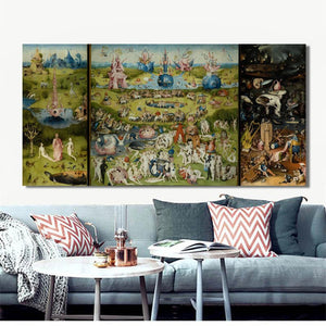 Bosch Hieronymus The Garden of Earthly Delight Poster, Classical Famous Painting Prints Wall Art Canvas Painting for Room Decor - SallyHomey Life's Beautiful