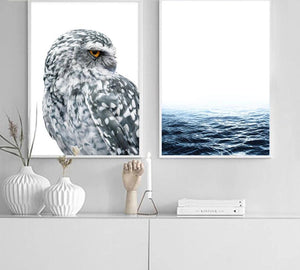 Nordic Style Owl Ocean Landscape Canvas Posters and Prints Wall Art Painting Scandinavian Decoration Pictures Modern Home Decor - SallyHomey Life's Beautiful