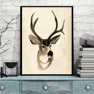 Modern Animal Painting Cute Deers Canvas Painting Hand-Draw Print Poster Wall Picture On Canvas for Home Decoration Frameless - SallyHomey Life's Beautiful
