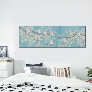 Modern White Flowers and Love Birds Posters and Prints on Canvas - SallyHomey Life's Beautiful