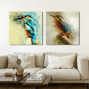 Posters and Prints Wall Art Canvas Painting Abstract Watercolor Hummingbird Decorative Painting for Living Room Decor Unframed - SallyHomey Life's Beautiful