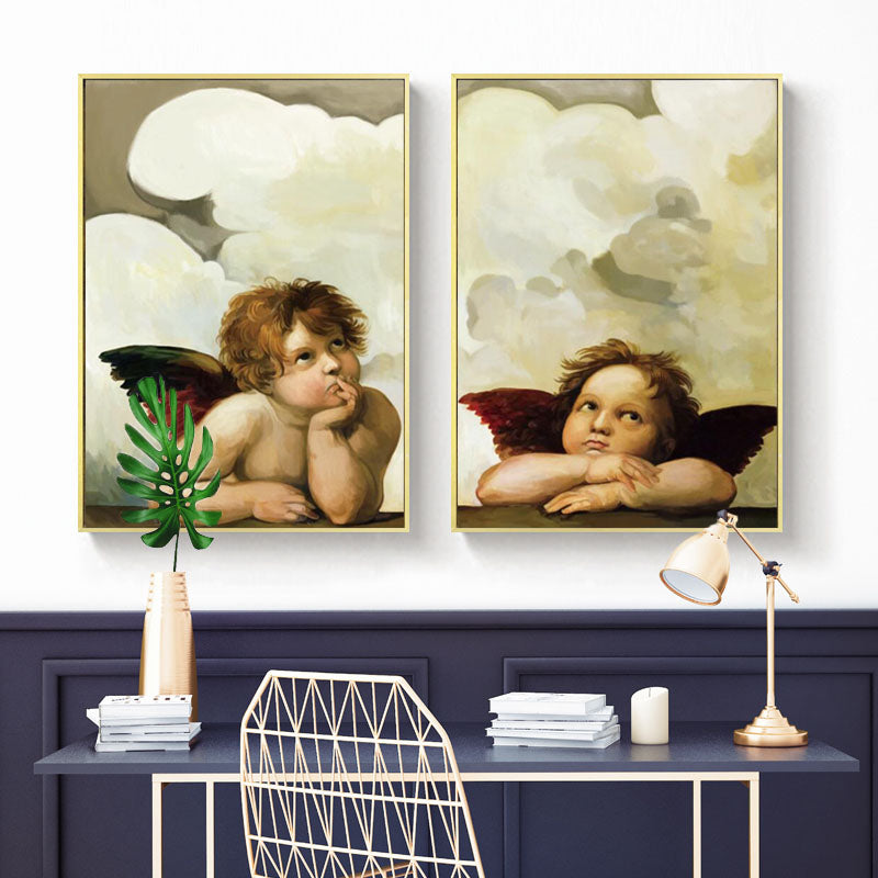 Modern Portrait Cherub Posters and Prints Wall Art Canvas Painting Wall Decoration Lovely Angel Pictures for Bedroom Frameless - SallyHomey Life's Beautiful