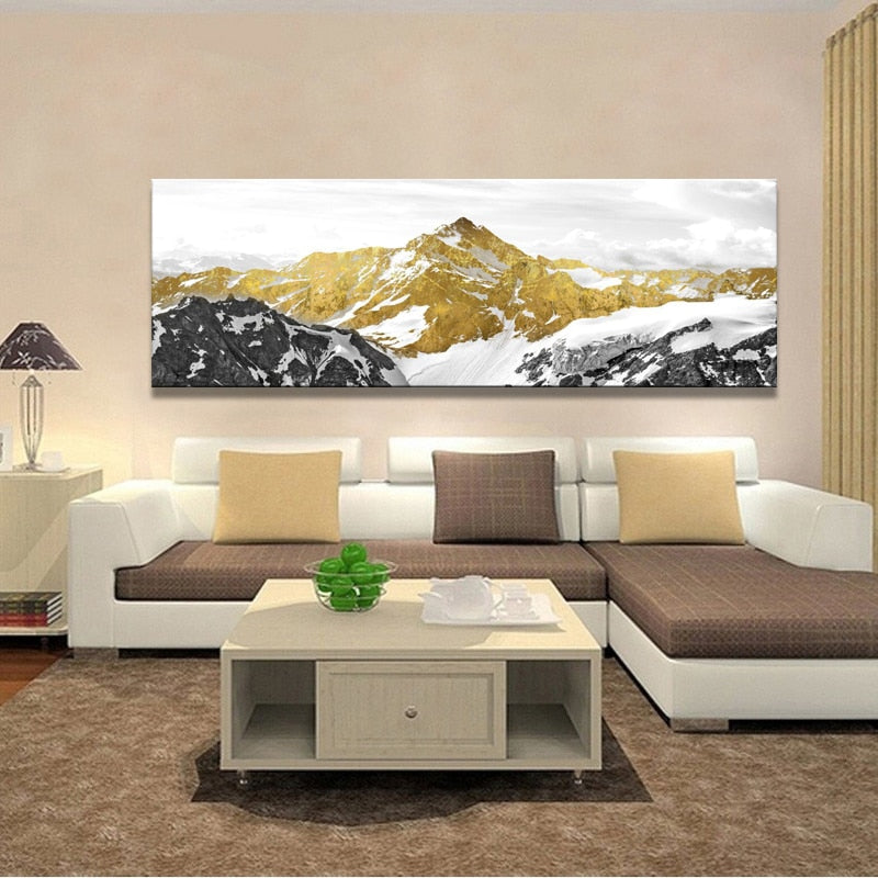 Abstract Golden Mountain Oil Painting For Living Room Home Decor - SallyHomey Life's Beautiful