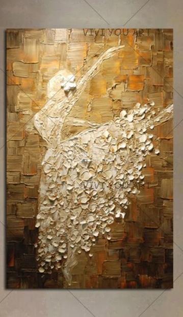 Handmade Paintings Ballet Dancer Pictures Hand Painted Abstract Knife Oil Painting On Canvas Wall Art For Living Room Home Decor - SallyHomey Life's Beautiful