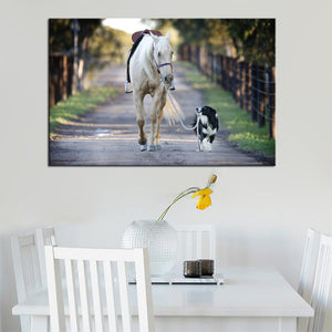 Modern Posters and Prints Wall Art Canvas Painting Wall Decoration The Dog Leads The Horse Pictures for Living Room Frameless - SallyHomey Life's Beautiful
