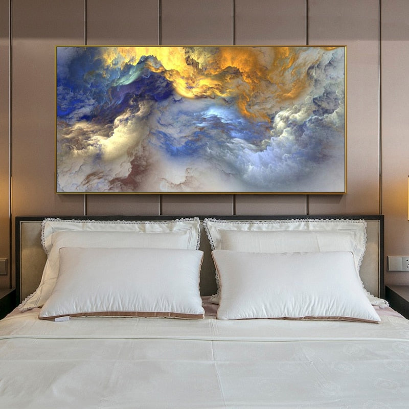 Modern Posters and Prints on Canvas Wall Art Oil Painting for Living Room Home Decor Creative Abstract Colorful Clouds Pictures - SallyHomey Life's Beautiful