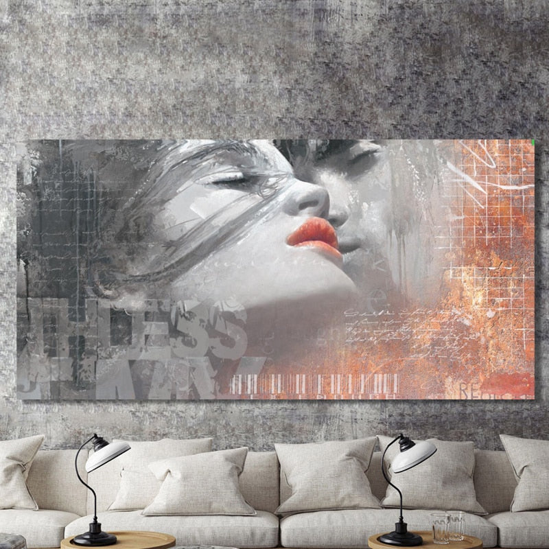 Abstract Lover Kiss Decorative Painting for Living Room Decor - SallyHomey Life's Beautiful