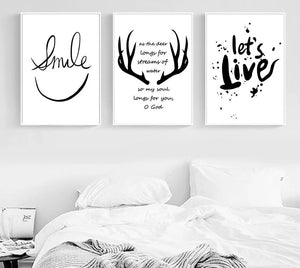 Nordic Style Deer Antlers Bible Canvas Poster Minimalist Wall Art Prints Black White Abstract Painting Picture Modern Home Decor - SallyHomey Life's Beautiful