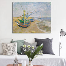 Load image into Gallery viewer, Fishing Boats on the Beach at Les by Van Gogh Poster Print on Canvas Wall Art Canvas Abstract Decorative Painting for Home Room - SallyHomey Life&#39;s Beautiful