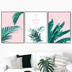 Tropical Palm Leaf  Banana leaf Quote Wall Art Canvas Painting Nordic Posters And Prints Wall Pictures For Living Room Decor - SallyHomey Life's Beautiful