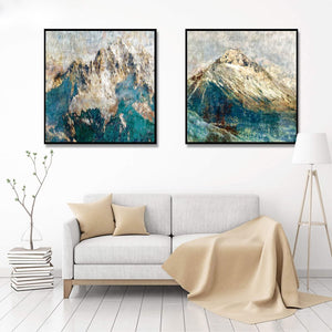 Abstract Art Oil Pianting Posters and Prints on Canvas Wall Painting Golden Mountains Pictures for Living Room Decor No Frame - SallyHomey Life's Beautiful