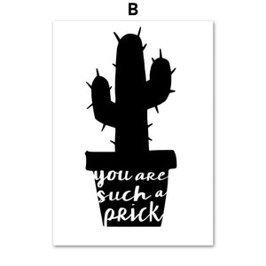 Tropical Cactus Pineapple Black White Wall Art Print Canvas Painting Nordic Posters And Prints Wall Pictures For Living Room - SallyHomey Life's Beautiful