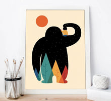 Load image into Gallery viewer, Nordic Art Cartoon Animal Poster Elephant Bear Wolf Minimalist Canvas Painting Nursery Wall Picture Kids Baby Room Decoration - SallyHomey Life&#39;s Beautiful