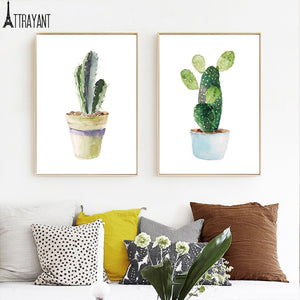 Potted plant Cactus Wall Art Canvas Painting Nordic Posters And Prints Scandinavian Art Wall Pictures For Living Room Home Decor - SallyHomey Life's Beautiful