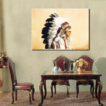 Load image into Gallery viewer, Abstract Native American indian Feathered Portrait Pop Art Canvas Painting Poster Wall Art Picture for Living Room Home Decor - SallyHomey Life&#39;s Beautiful