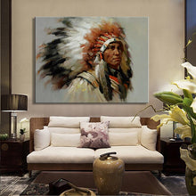 Load image into Gallery viewer, Handmade Native Indian Feathered Portrait Posters Print on Canvas - SallyHomey Life&#39;s Beautiful