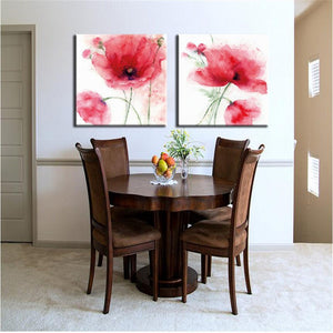 Abstract Watercolor Flowers Wall Art Colorful Hand Painting Poppy Flowers Print Poster on Canvas for Living Room Home Decor Gift - SallyHomey Life's Beautiful