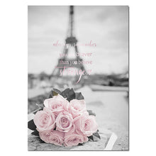 Load image into Gallery viewer, Eiffel Tower Girl Wall Art Canvas Fashion Poster Pink City Landscape Print Painting Nordic Decoration Picture Living Room Decor - SallyHomey Life&#39;s Beautiful