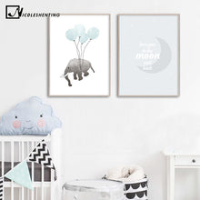 Load image into Gallery viewer, Nursery Quotes Wall Art Canvas Poster Minimalist Print Elephant Balloon Painting Decoration Picture Nordic Kid Bedroom Decor - SallyHomey Life&#39;s Beautiful