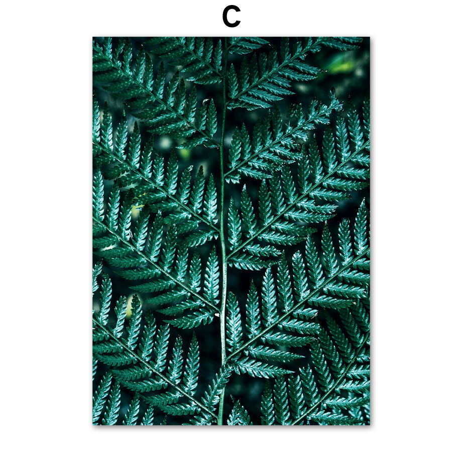 Green Big Scale Monstera Fern Leaf Wall Art Canvas Painting Nordic Posters And Prints Wall Pictures For Living Room Home Decor - SallyHomey Life's Beautiful