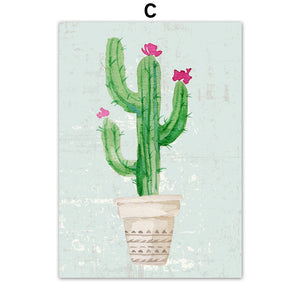 Plants Cactus Flower Nursery Wall Art Canvas Painting Nordic Posters And Prints Wall Pictures For Living Room Bed Room Decor - SallyHomey Life's Beautiful