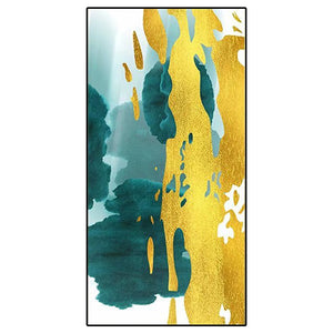 100% Hand Painted Abstract Green Golden Oil Painting On Canvas Wall Art Wall Adornment Picture Painting For Live Room Home Decor