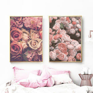 Pink Rose Flower Vintage Poster Nordic Posters And Prints Wall Art Canvas Painting Wall Pictures For Living Room Bedroom Decor - SallyHomey Life's Beautiful