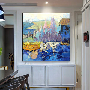 100% Hand Painted Abstract Scenery Art Oil Painting On Canvas Wall Art Frameless Picture Decoration For Living Room Home Decor