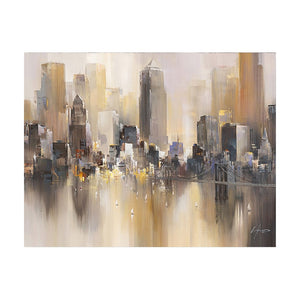 100% Hand Painted Abstract City Buildings Oil Painting On Canvas Wall Art Frameless Picture Decoration For Live Room Home Decor