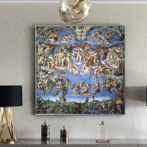 Classical Famous Painting Sistine Chapel by Michelangelo, Posters and Prints Wall Art Canvas Painting for Living Room Home Decor - SallyHomey Life's Beautiful