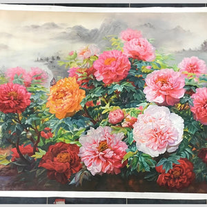 100% Hand Painted Realistic Peony Art Oil Painting On Canvas Wall Art Frameless Picture Decoration For Live Room Home Decor Gift