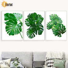 Load image into Gallery viewer, Green Fresh Leaf Monstera Plant Wall Art Canvas Painting Nordic Posters And Prints Wall Pictures For Living Room Bedroom Decor - SallyHomey Life&#39;s Beautiful
