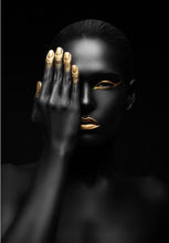 Load image into Gallery viewer, Portrait Posters and Prints Wall Art Canvas Painting Dark-skinned Woman with Golden Makeup Pictures for Living Room Home Decor - SallyHomey Life&#39;s Beautiful