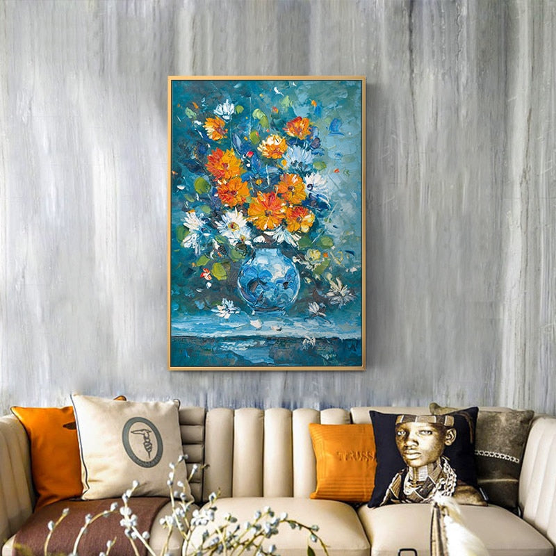 100% Hand Painted Abstract Bonsai Flowers Oil Painting On Canvas Wall Art Frameless Picture Decoration For Live Room Home Decor