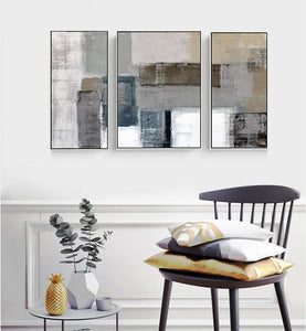 Decorative canvas painting 3 piece canvas wall art wall pictures for living room yellow blue grey abstract painting acrylic art - SallyHomey Life's Beautiful