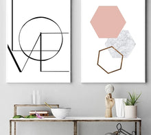 Load image into Gallery viewer, LOVE Wall Art Canvas Poster and Print Hexagon Graphic Abstract Painting Minimalist Nordic Decoration Pictures Modern Home Decor - SallyHomey Life&#39;s Beautiful