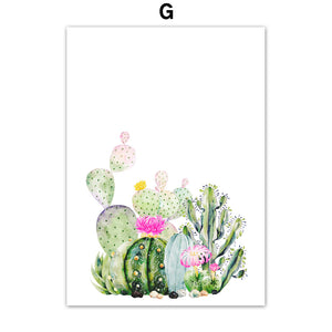 Succulents Cactus Pink Flower Wall Art Canvas Painting Nordic Posters And Prints Plants Wall Pictures For Living Room Home Decor - SallyHomey Life's Beautiful