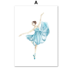 Cute Cartoon Ballet Dancer Girl Wall Art Canvas Painting Nordic Posters And Prints Wall Pictures For Kids Room Nursery Decor - SallyHomey Life's Beautiful
