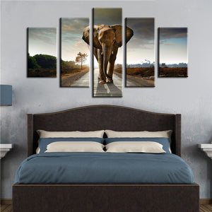 Modern Animals Posters and Prints Wall Art Canvas Painting 5Pcs The Giant Elephant Pictures for Living Room Wall Home Decoration - SallyHomey Life's Beautiful