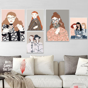 Fashion Girl Vintage Figure Painting Wall Art Canvas Painting Nordic Posters And Prints Wall Pictures For Living Room Decor - SallyHomey Life's Beautiful