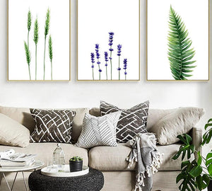 Watercolor Plants Leaves Flower Poster Wall Art Canvas Prints Minimalist Painting Nordic Wall Pictures for Livng Room Home Decor - SallyHomey Life's Beautiful